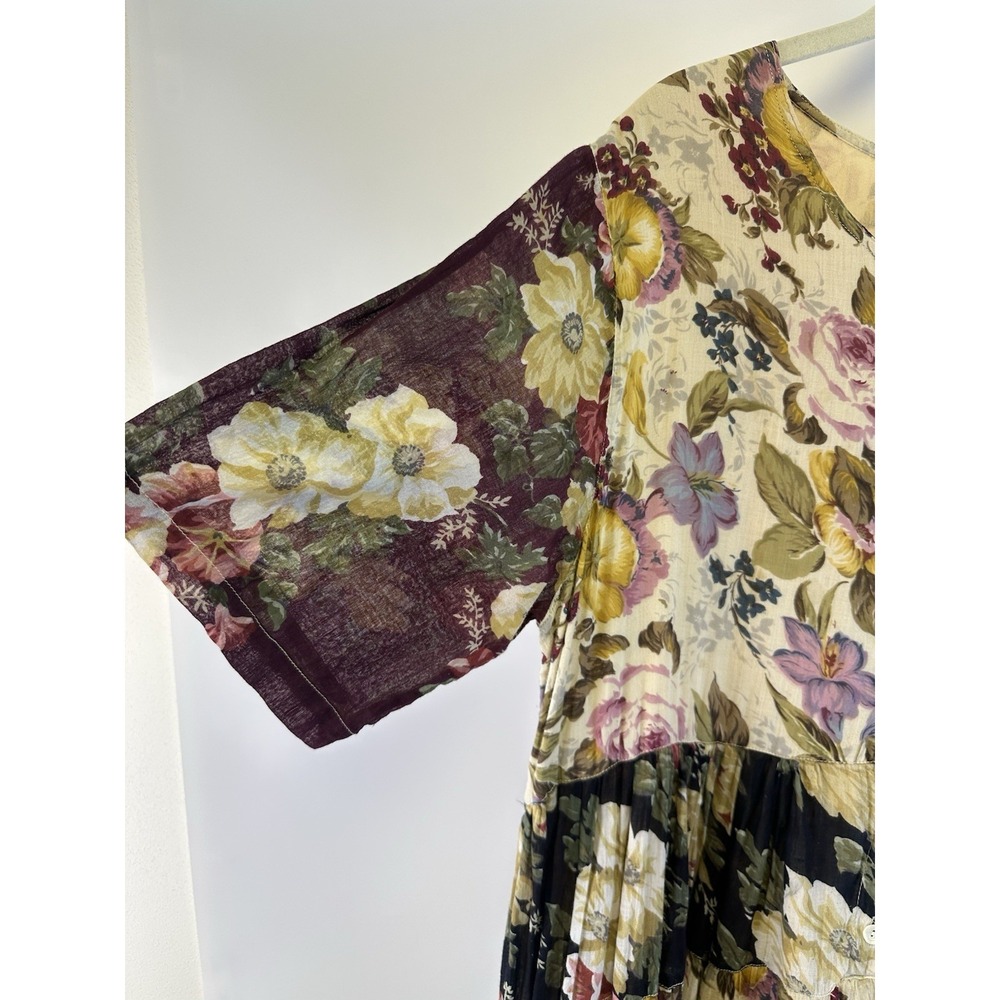La Cera Comfortwear Dress Floral Cotton Short Sleeve Tiered Lightweight Women XL - Picture 2 of 12